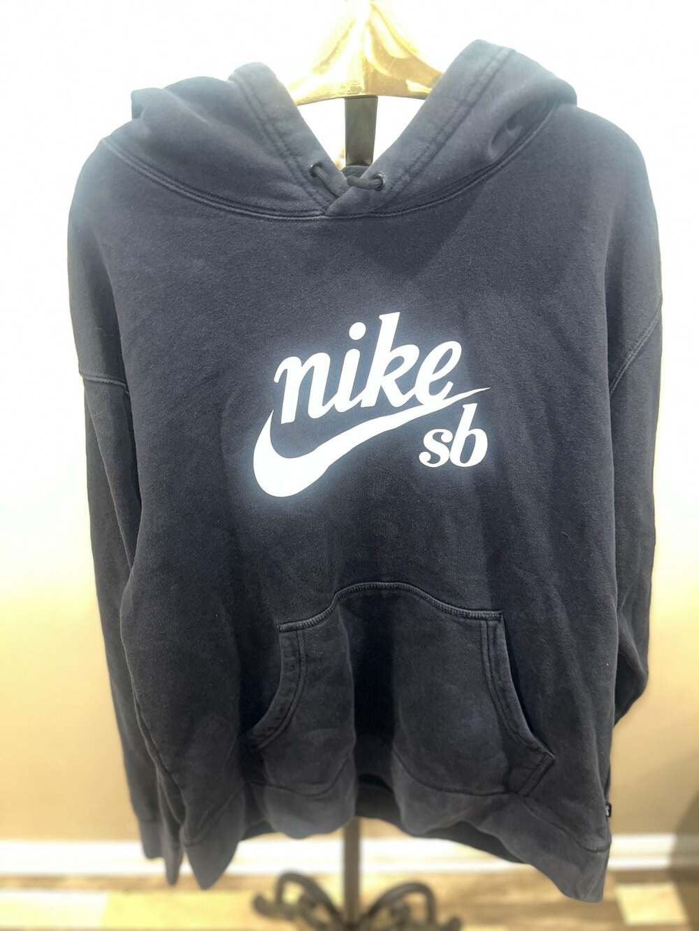 Nike SB Logo Pullover Hoodie Black Size Large